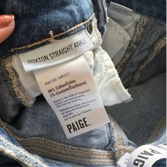 Paige Hoxton Side Stripe High Waist Ankle Straight Leg Jeans - Picture 9 of 10